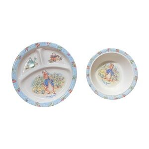 Vintage Eden Peter Rabbit Melamine Divided Children's Plate and Bowl